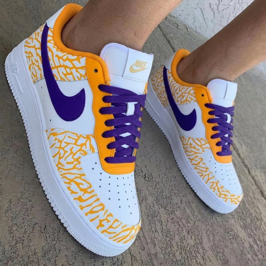 Cracked Print Purple Yellow Custom Air Force 1