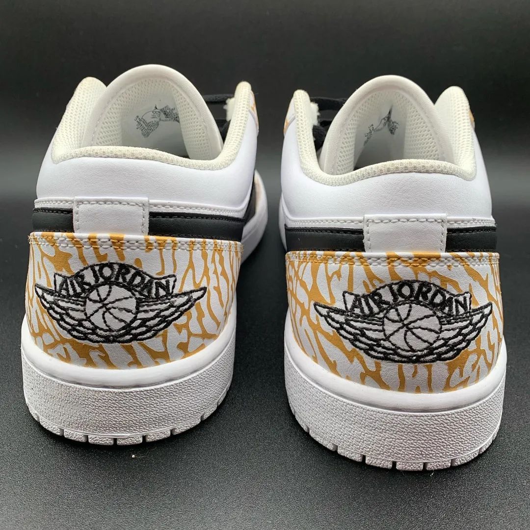 Crackle Pattern Black Gold Custom Air Jordan 1