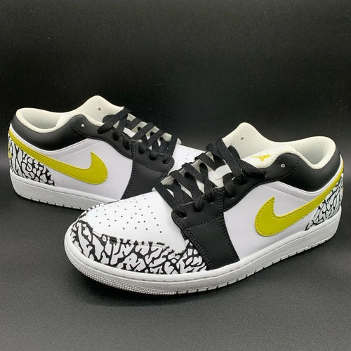 Crackle Pattern Black Yellow Custom Air Jordan 1