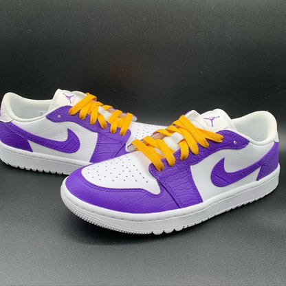 Crocodile Pattern Purple White Yellow Custom Air Jordan 1