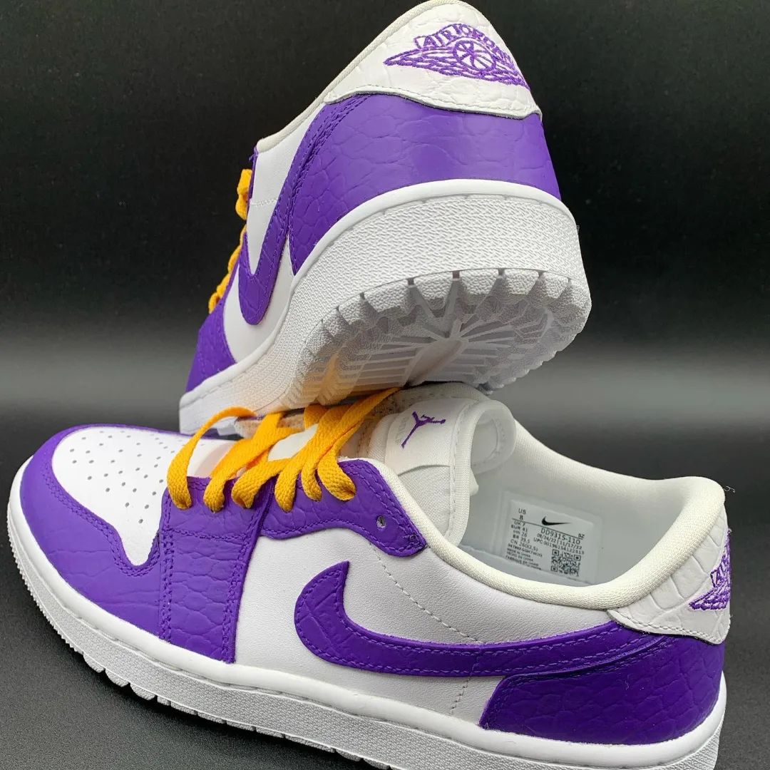 Crocodile Pattern Purple White Yellow Custom Air Jordan 1