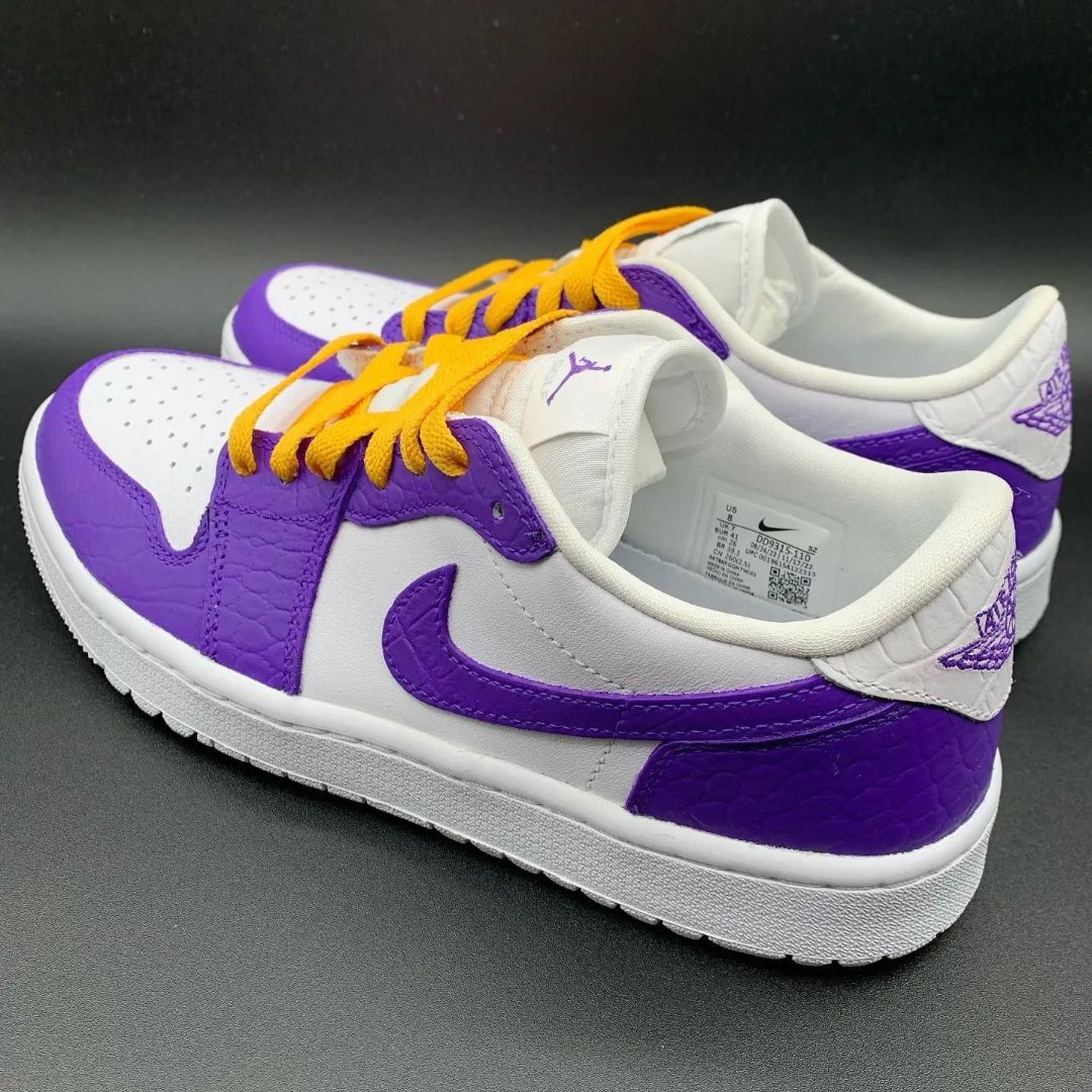 Crocodile Pattern Purple White Yellow Custom Air Jordan 1