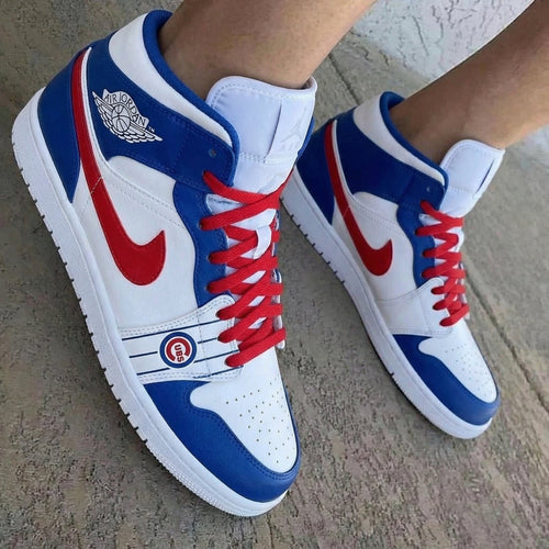 Cubs Logo Blue Red Custom Air Jordan 1
