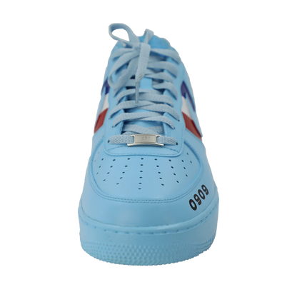 Custom Air Force 1 Baby Blue Ferrari Stripes And Logo