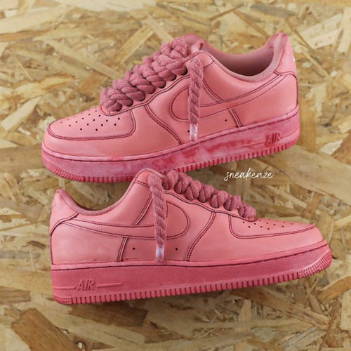 Custom Air Force 1 Baby Pink Braided Laces