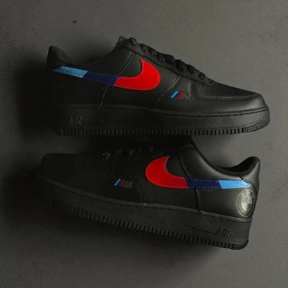Custom Air Force 1 Black BMW M Stripes Logo