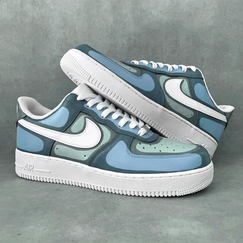 Custom Air Force 1 Blue Green Camouflage Pattern
