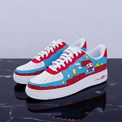 Custom Air Force 1 Blue Red Mario Theme