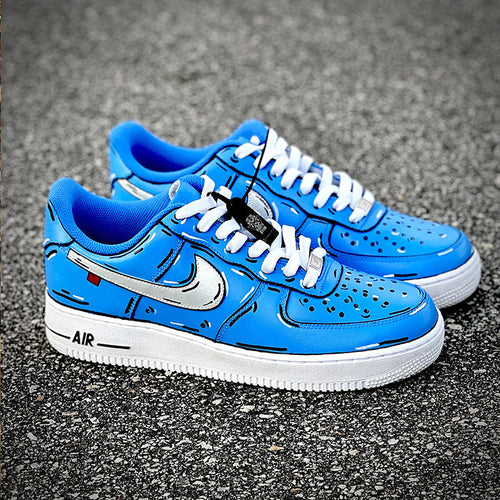 Custom Air Force 1 Blue With Cartoon