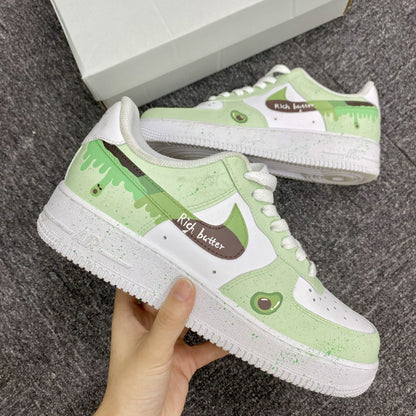 Custom Air Force 1 Light Green And White With Avocado Dripping