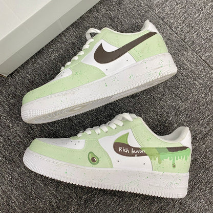 Custom Air Force 1 Light Green And White With Avocado Dripping