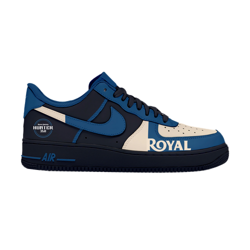 Custom Air Force 1 Navy Blue White Royal Logo Design