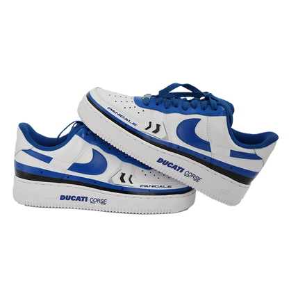 Custom Air Force 1 White Blue Ducati Theme