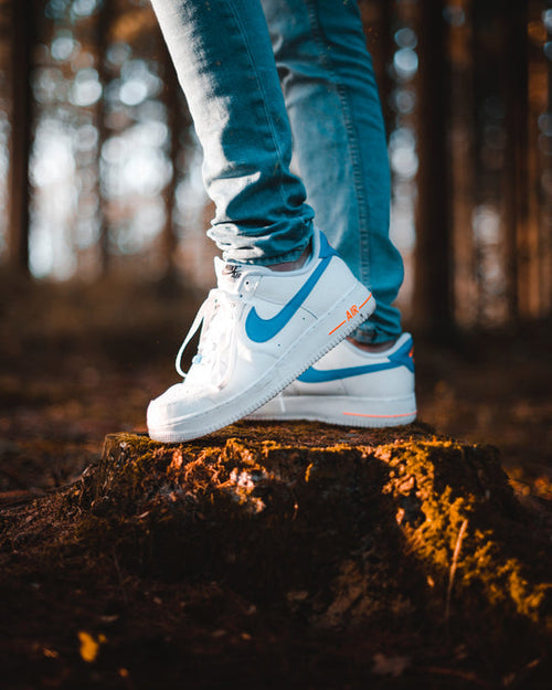 Custom Air Force 1 White Blue Orange Trim