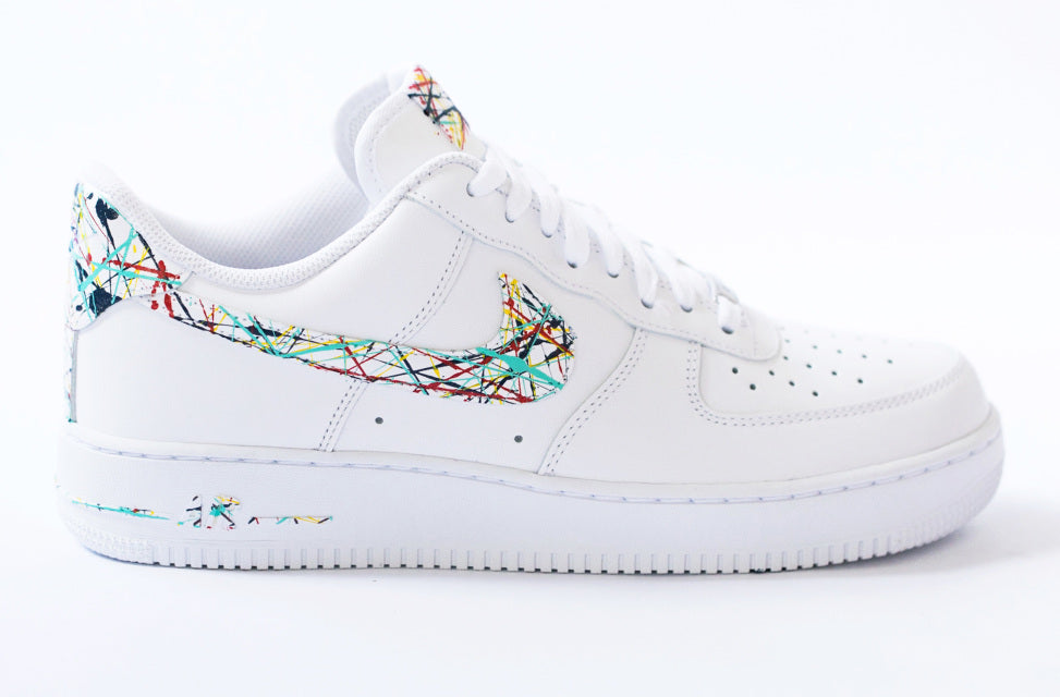 Custom Air Force 1 White Colorful Lines Design