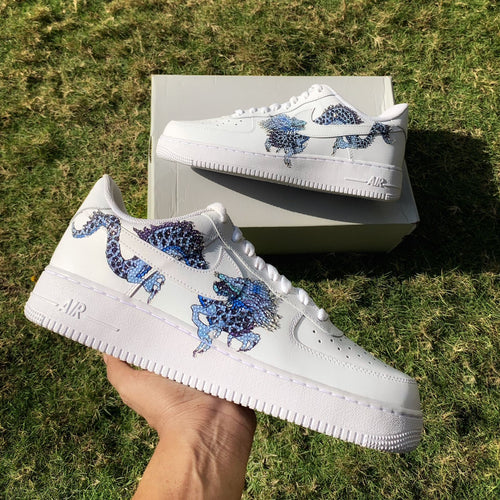 Custom Air Force 1 White Dragon Pattern