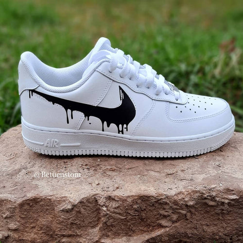 Custom Air Force 1 White Dripping Black Pattern