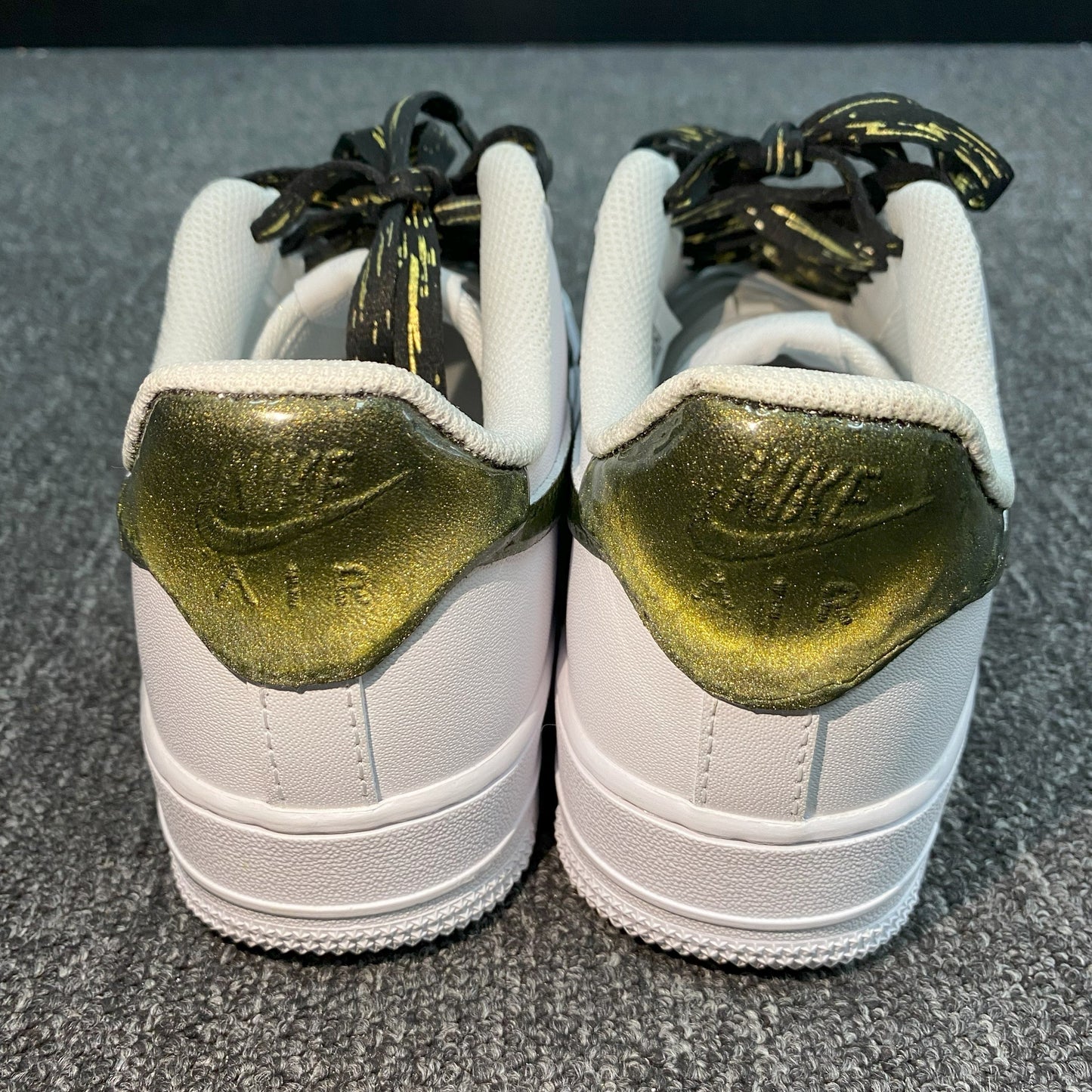 Custom Air Force 1 White Gold Cracked Pattern With Gold Splashes