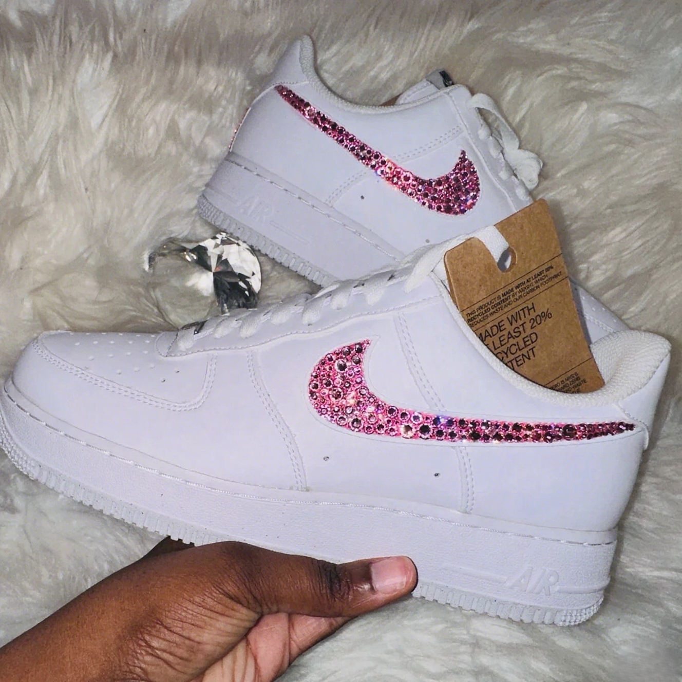 Custom Air Force 1 White Pink Glitter