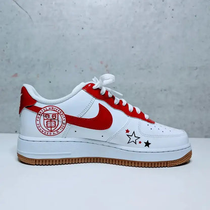 Custom Air Force 1 White Red Cornell Theme Stars