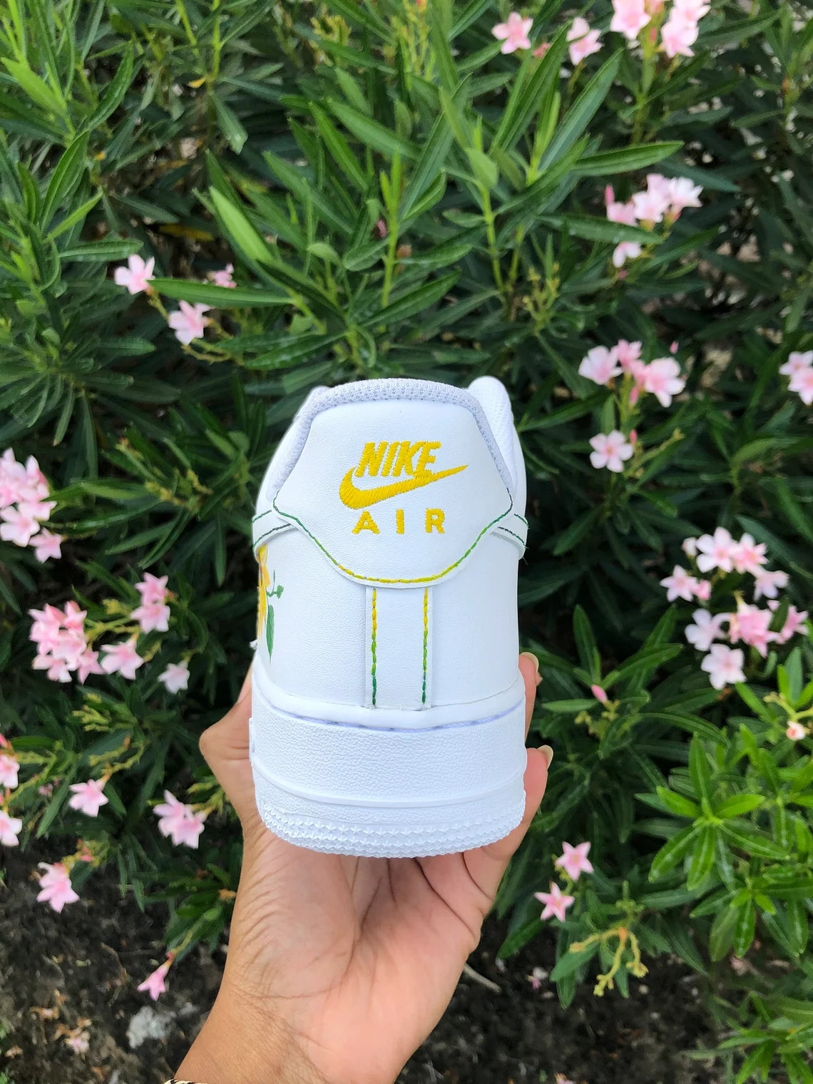Custom Air Force 1 White Sunflower Pattern