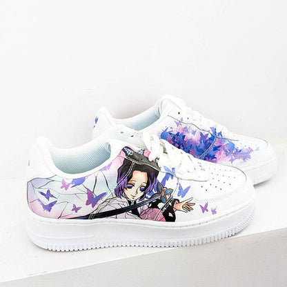 Custom Air Force 1 White With Anime Character And Butterflies
