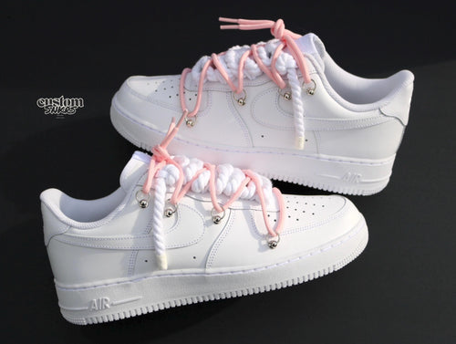 Custom Air Force 1 White with Baby Pink Laces