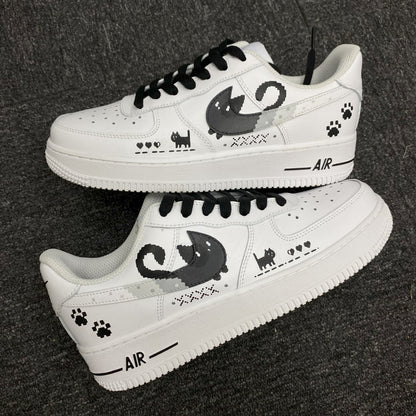 Custom Air Force 1 White With Cat And Paw