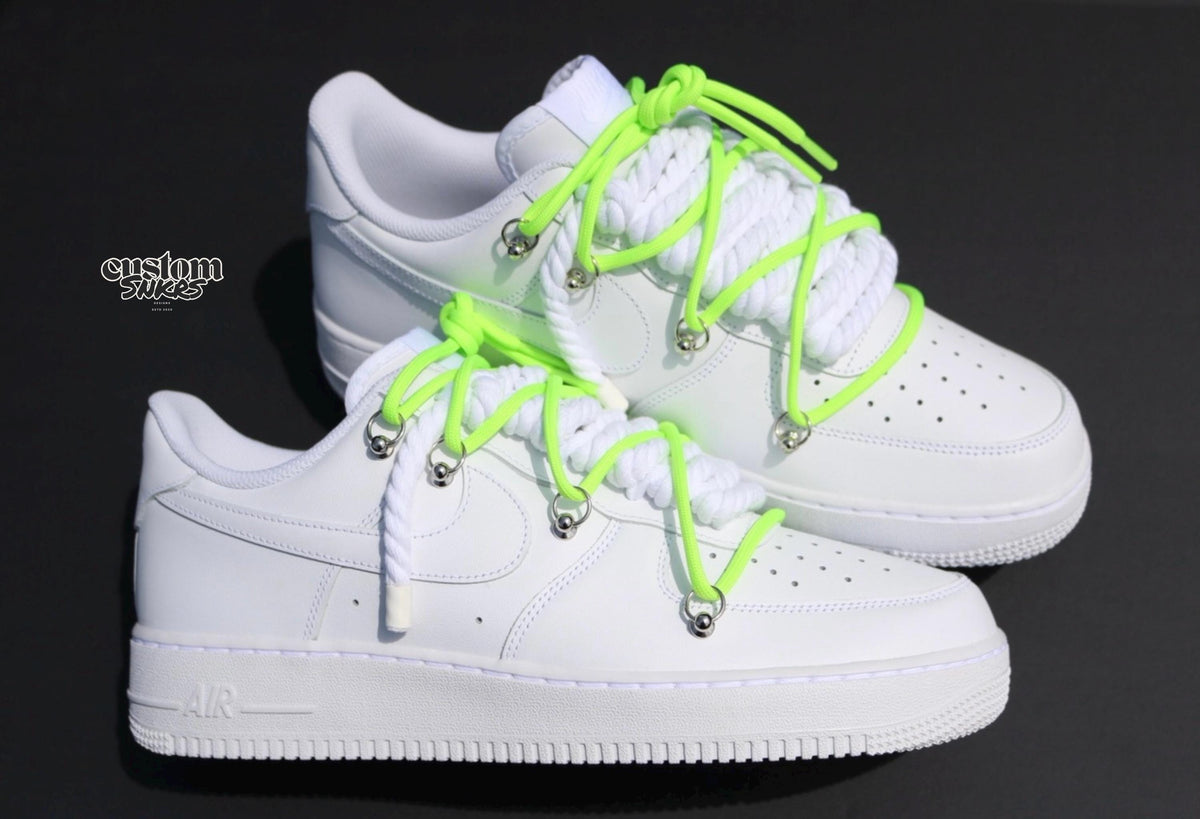 Custom Air Force 1 White with Neon Green Laces