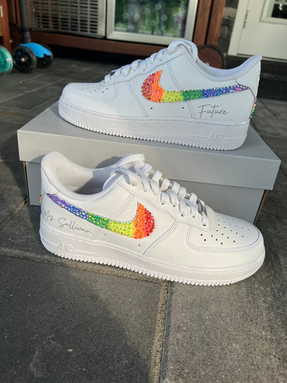 Custom Air Force 1 White With Rainbow Glitter