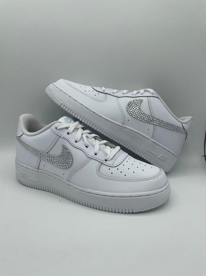 Custom Air Force 1 White With Rhinestones And Heart Patterns