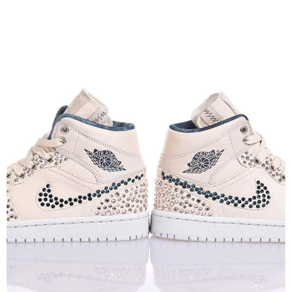 Custom Air Jordan 1 Beige With Rhinestones
