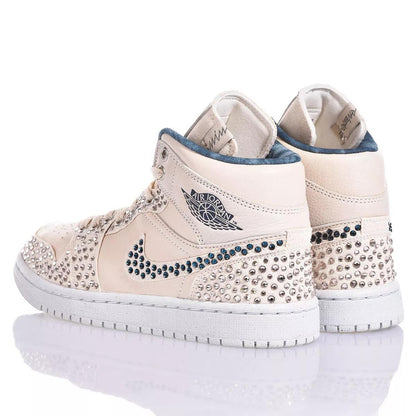 Custom Air Jordan 1 Beige With Rhinestones