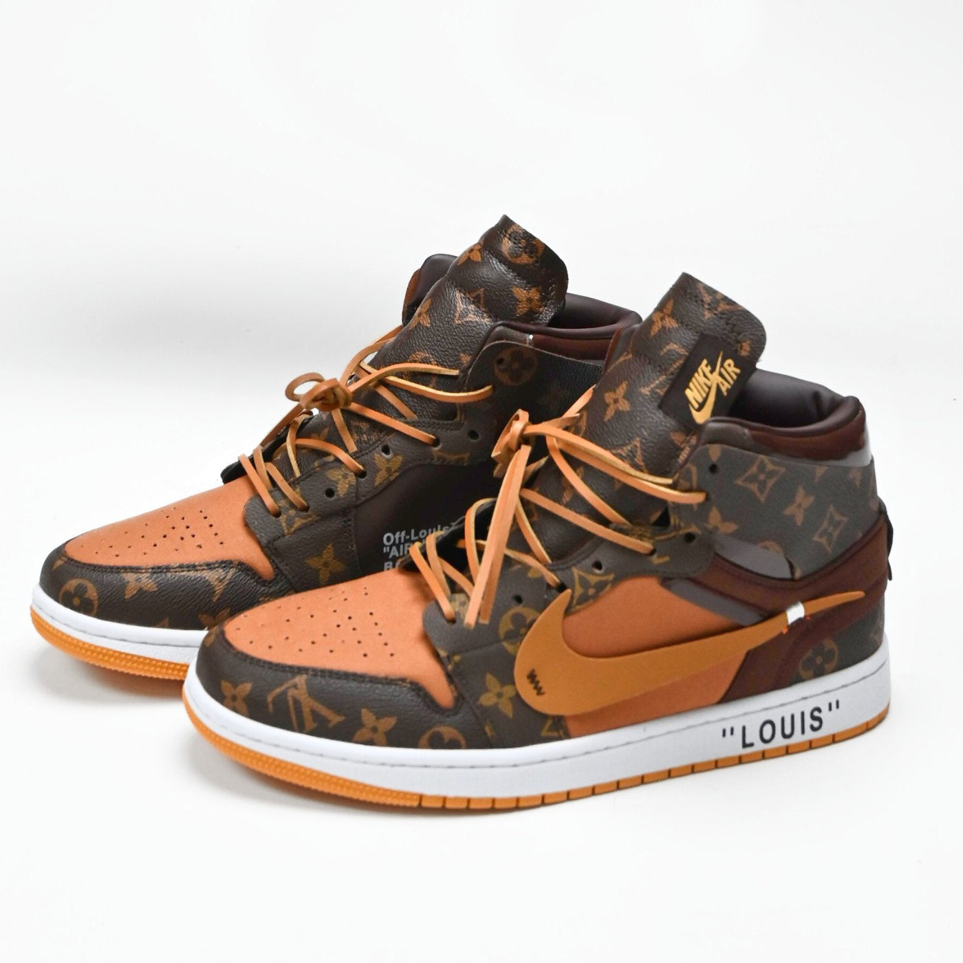 Custom Air Jordan 1 Brown LV Pattern