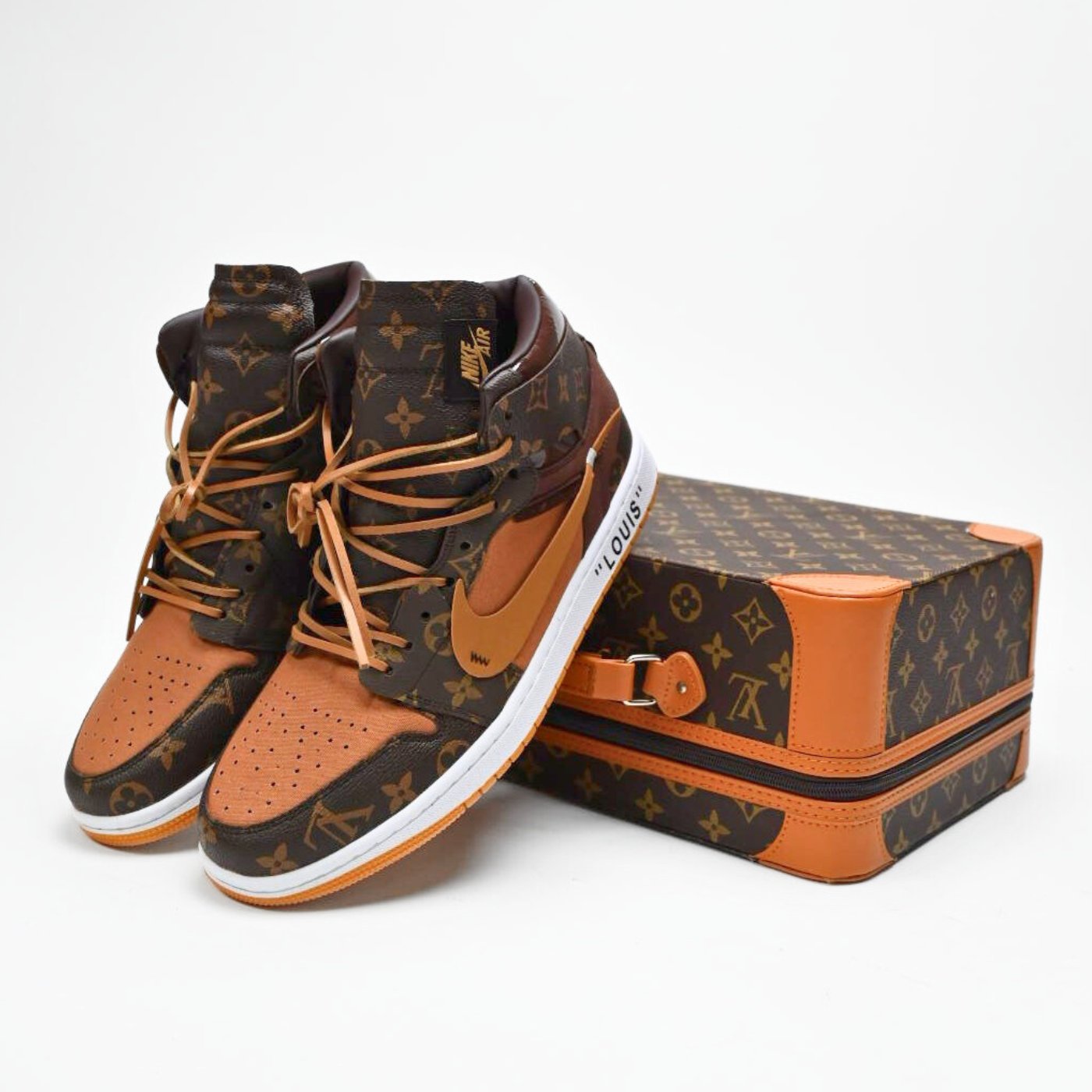Custom Air Jordan 1 Brown LV Pattern