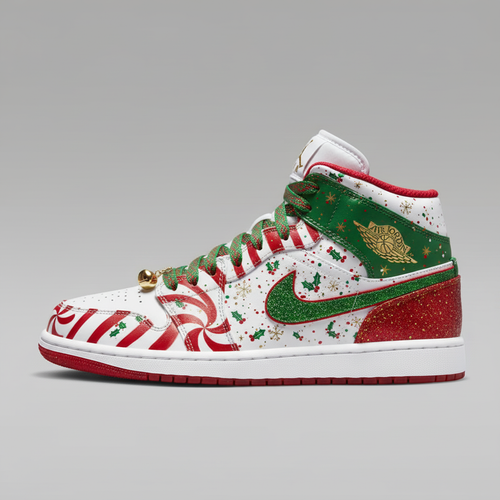 Custom Air Jordan 1 White Green Red Christmas Theme