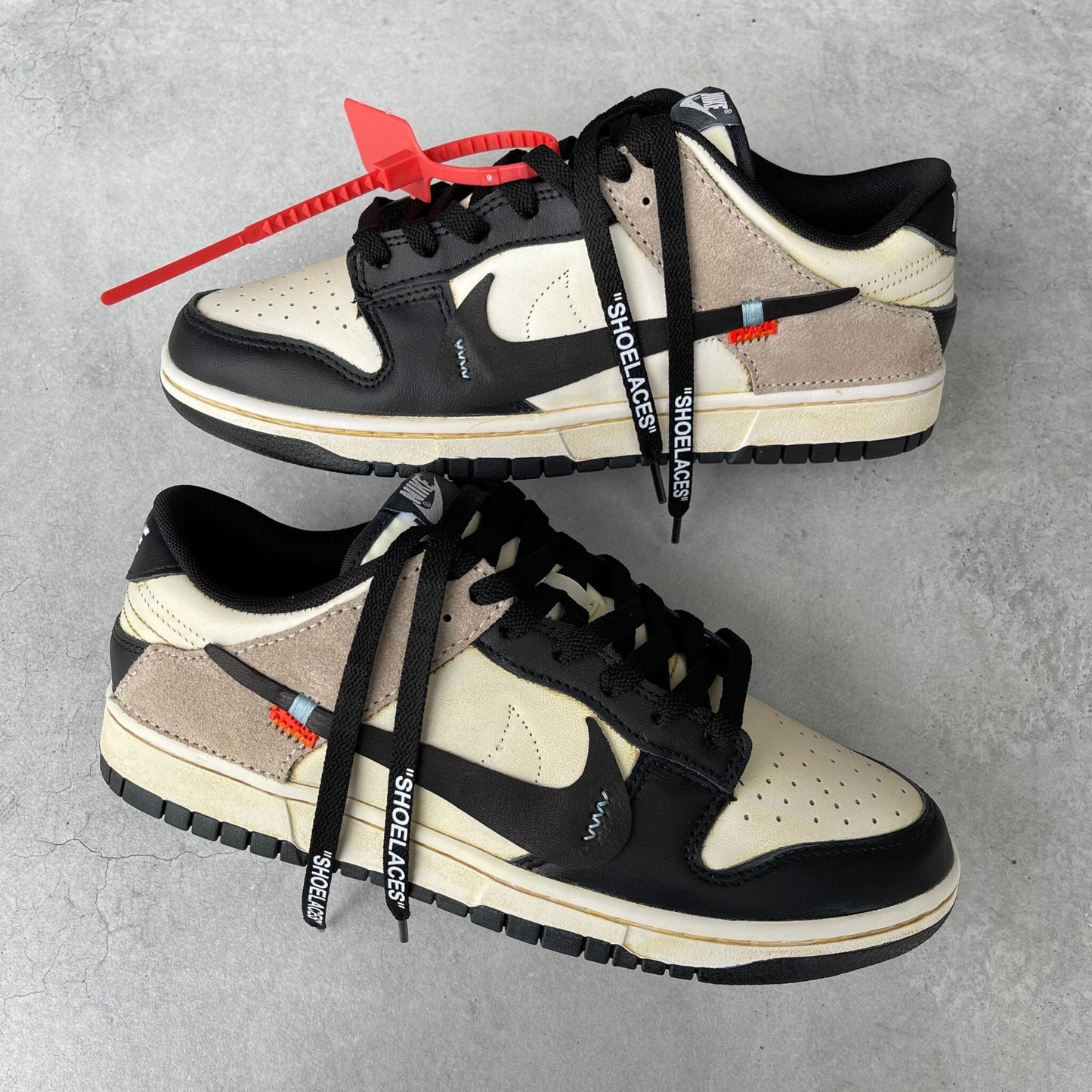 Custom Dunk Black Beige Text Logo Design