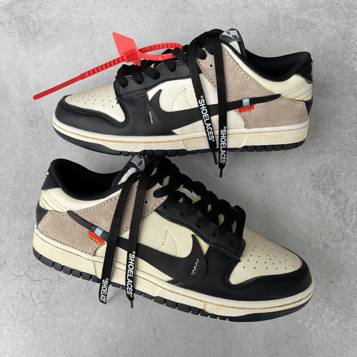 Custom Dunk Black Beige Text Logo Design
