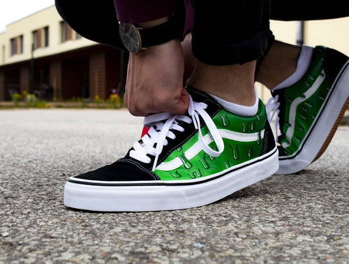 Custom Dunk Black Green Drip Pattern