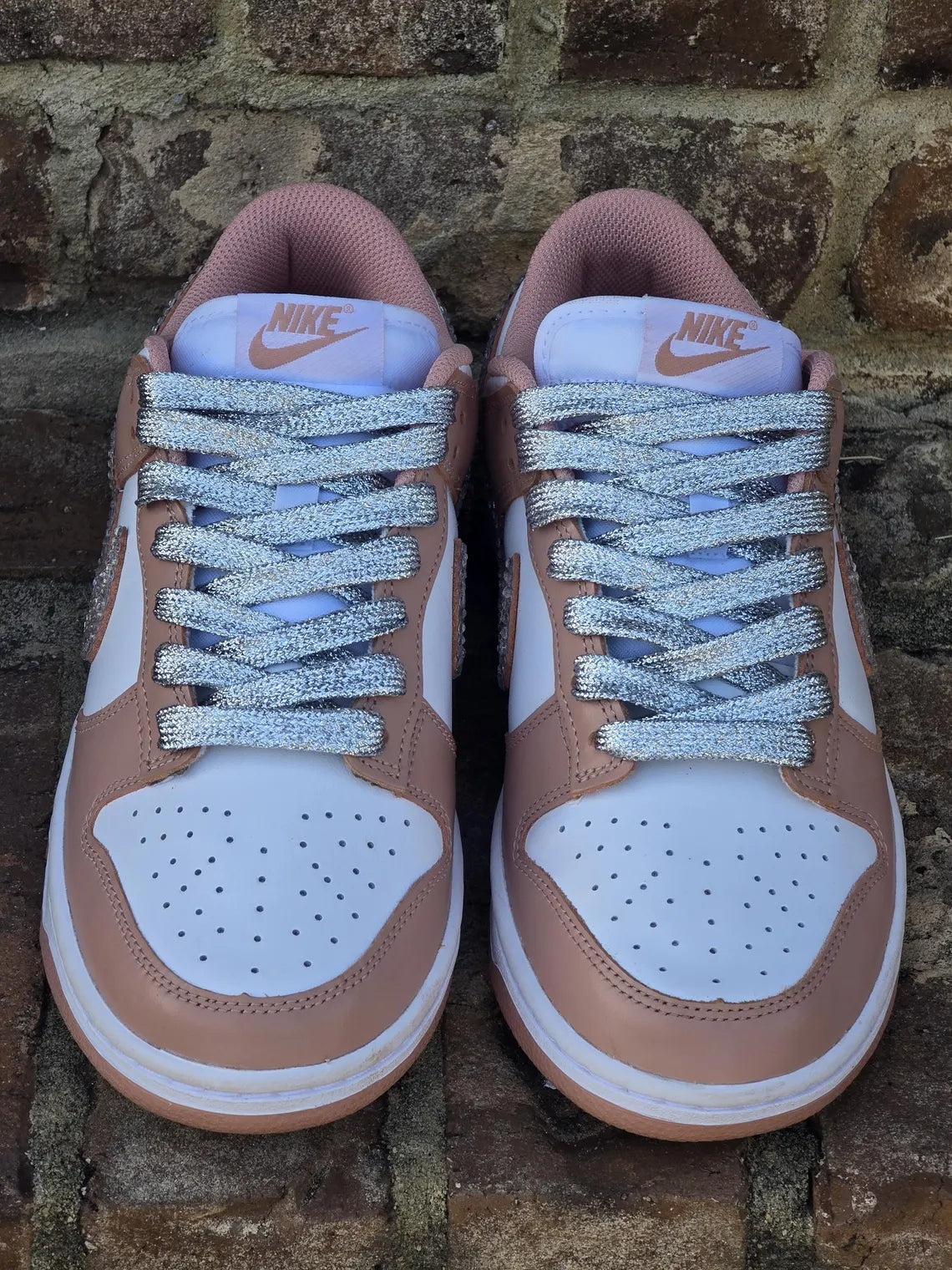 Custom Dunk Brown White with Rhinestones