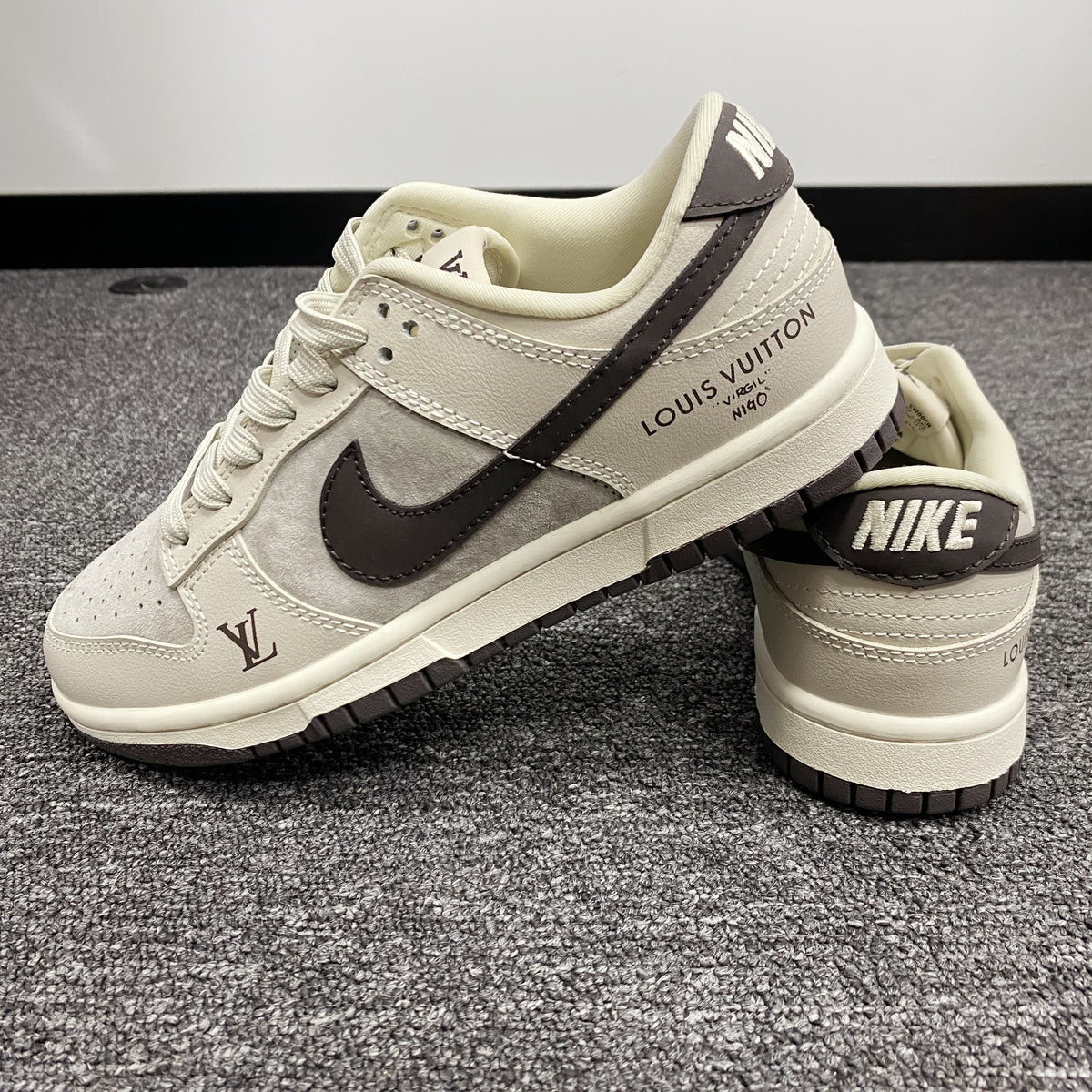 Custom Dunk Cream LV Logo