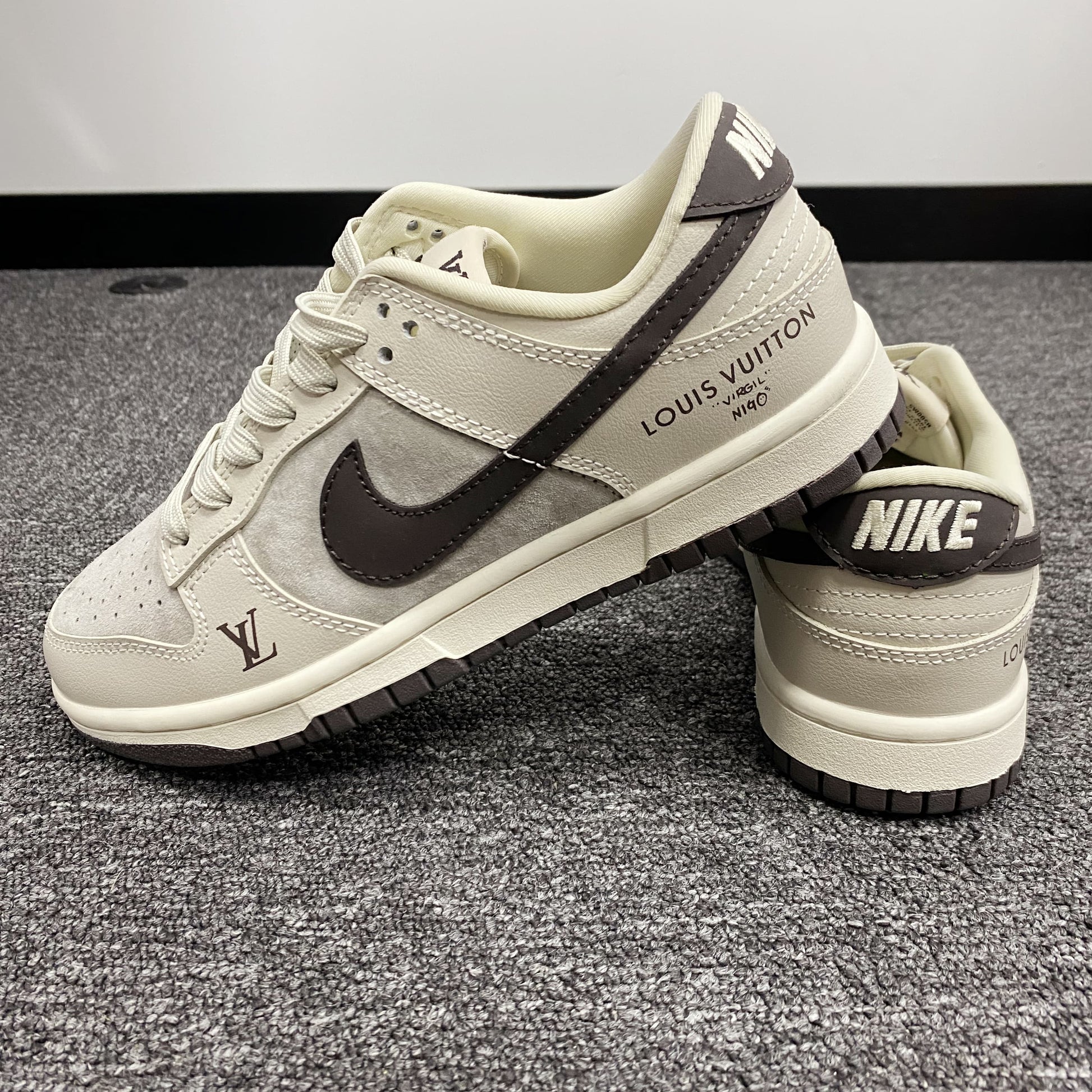 Custom Dunk Cream LV Logo