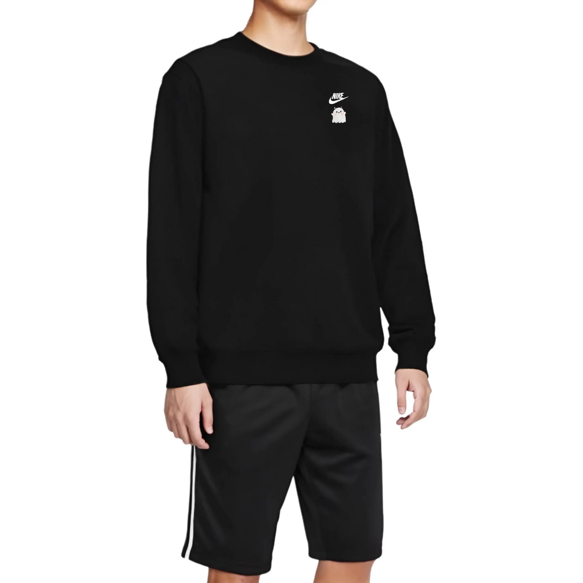 Custom Embroidery Nike Sweatshirt Black With Cute Ghost