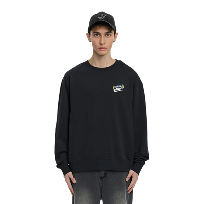Custom Embroidery Nike Sweatshirt Black With Mountain Tree Pattern