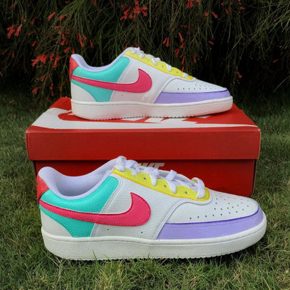 Custom Nike Court Vision White With Multicolor Accents