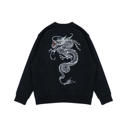 Custom Nike Sweatshirt Black White Dragon