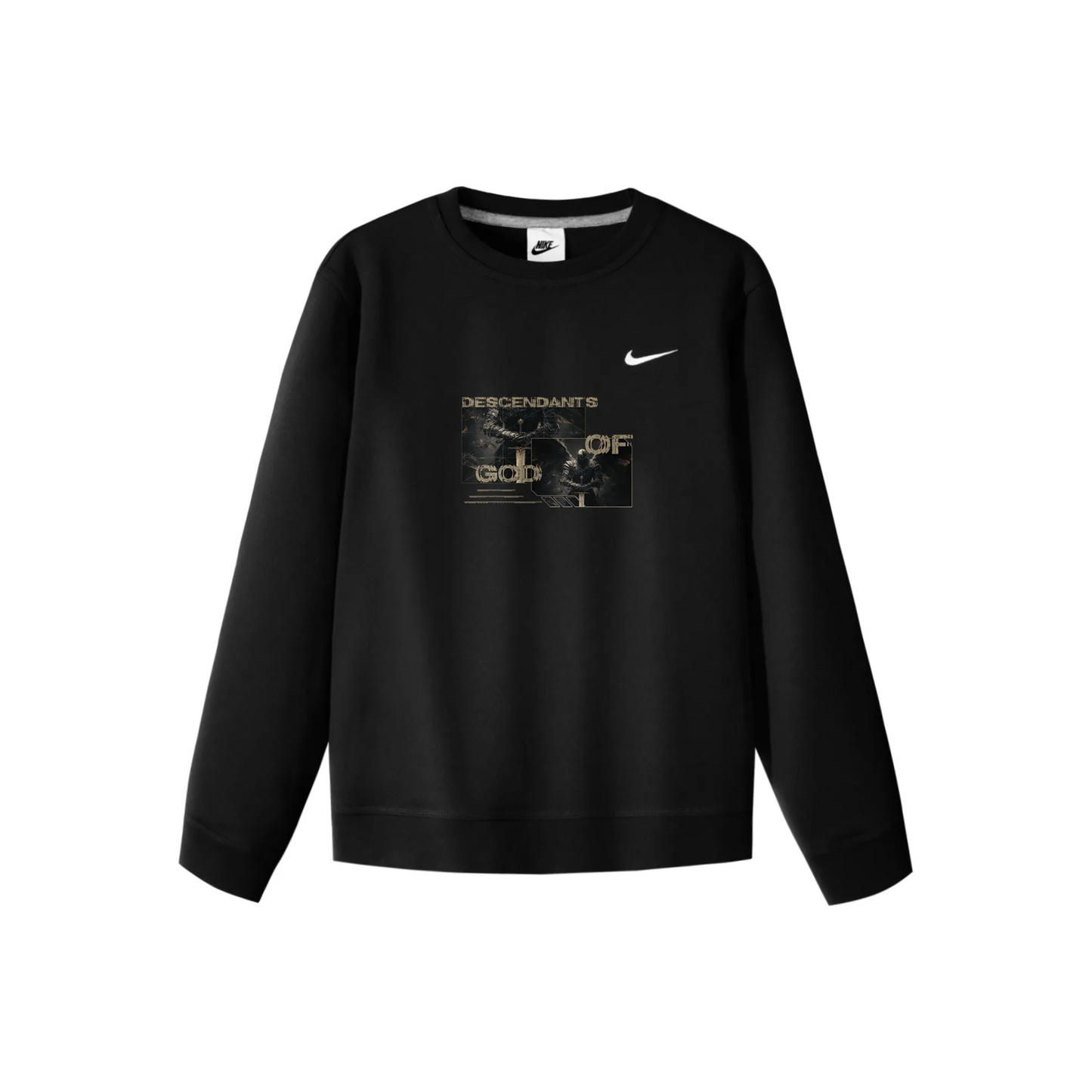 Custom Nike Sweatshirt Black With Descendants of God Graphic