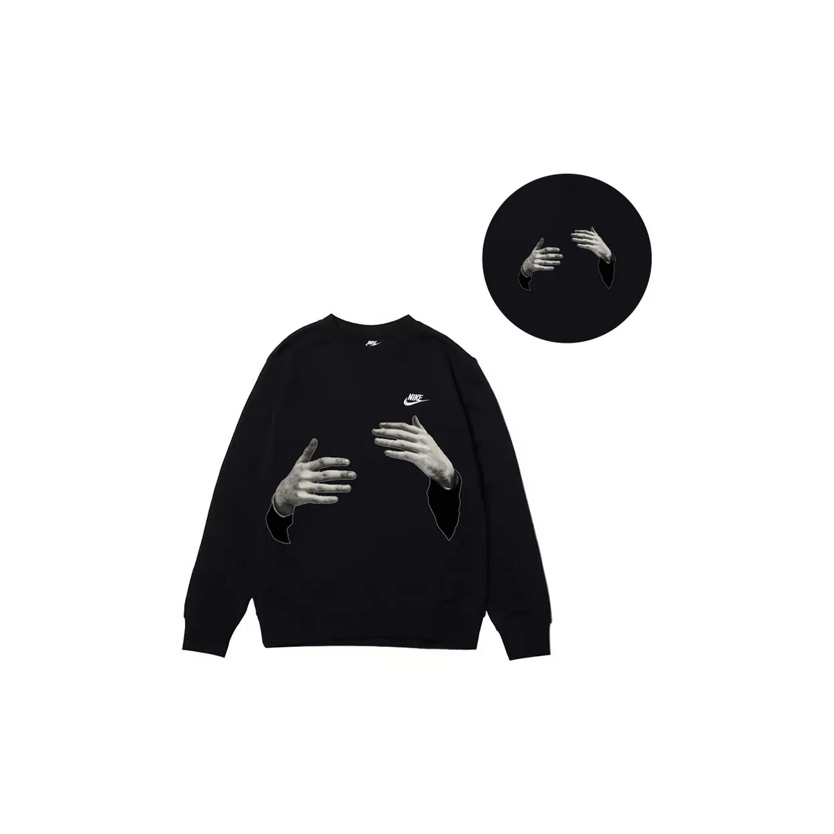 Custom Nike Sweatshirt Black With HAnds Pattern