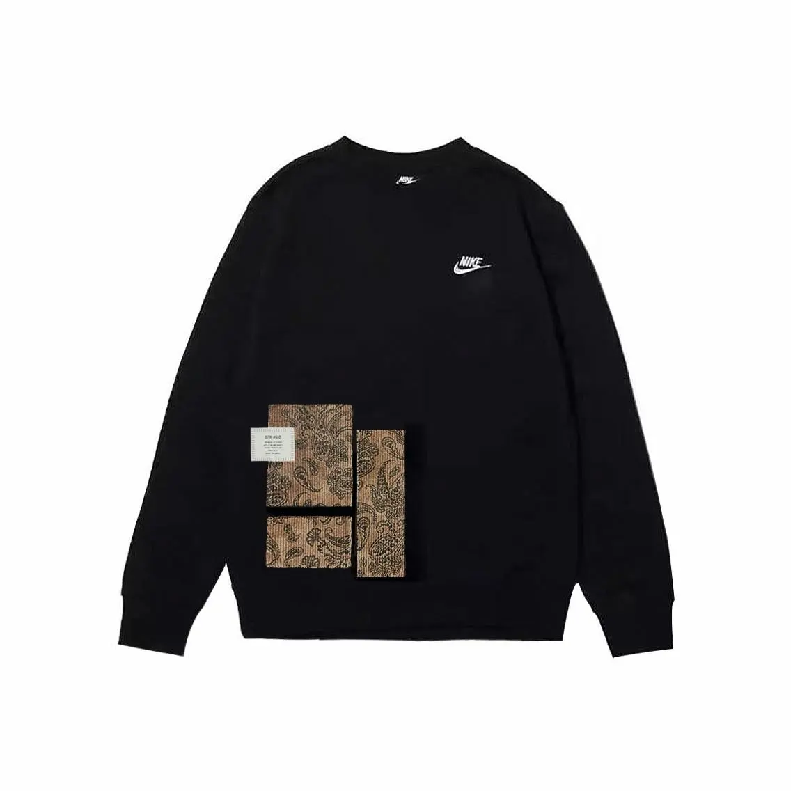 Custom Nike Sweatshirt Black With Paisley - pattern Patches