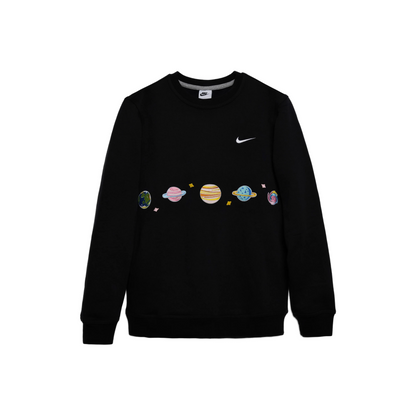 Custom Nike Sweatshirt Black With Planets Pattern